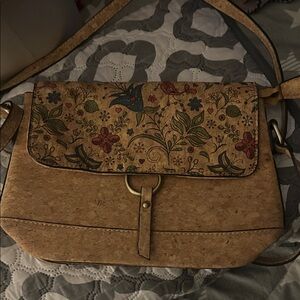 Floral Tan Crossbody Bag Cork